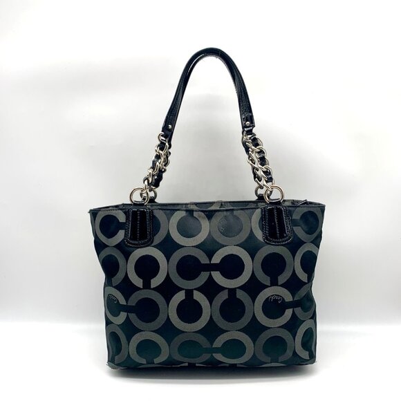 Coach Black & Gray Signature Sateen Madison Tote & Matching Wallet 20483 - Picture 2 of 13